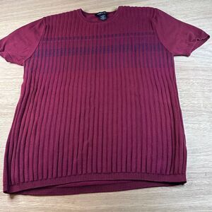 Kenneth Cole New York Knit Sweater Tee Red Textured Short Sleeve Men’s L
